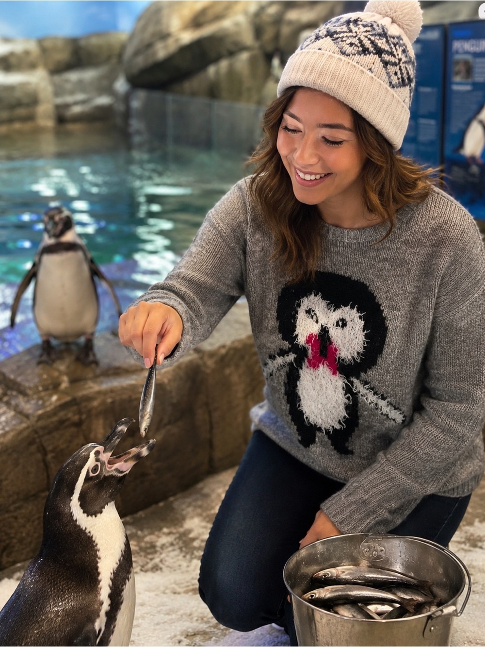 Ugly Christmas Sweater Heart-N-Crush Penguin Fuzzy
